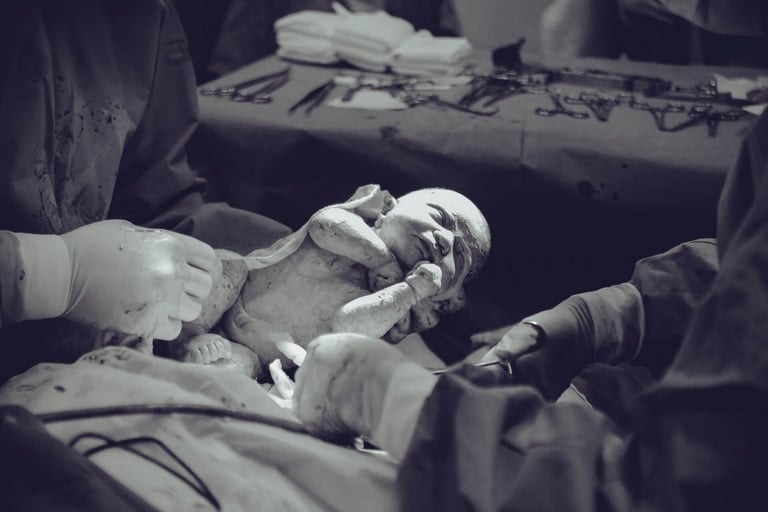a woman giving birth to a baby