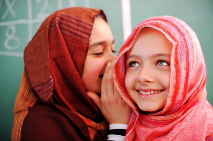 two Arabic girls talking to each other