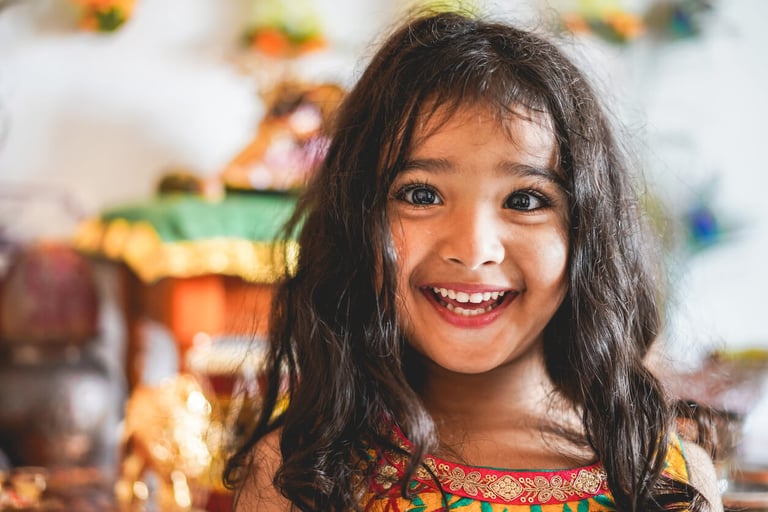 Portrait of indian female kid wearing sari dress