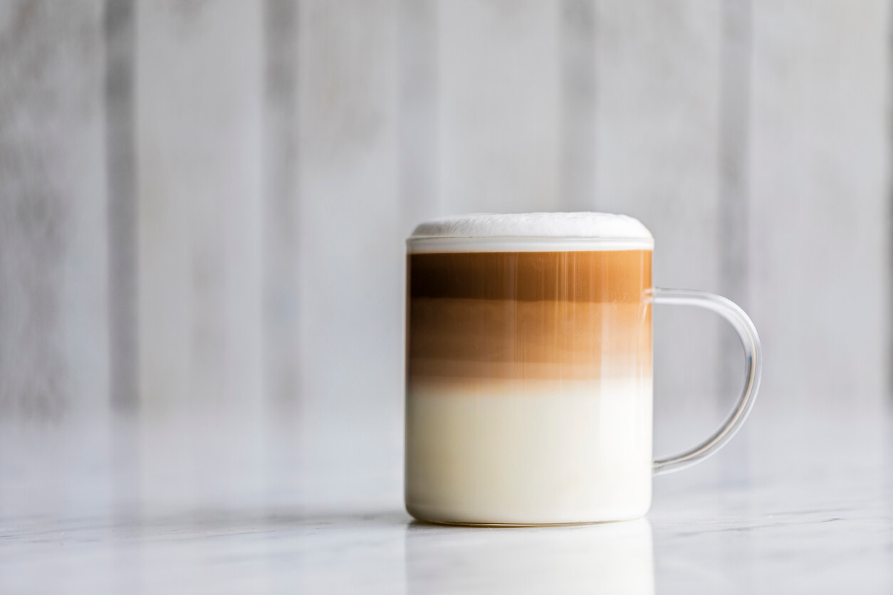 Cafe latte macchiato layered coffee
