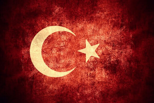 flag of Turkey or Turkish banner on rough pattern texture vintage background