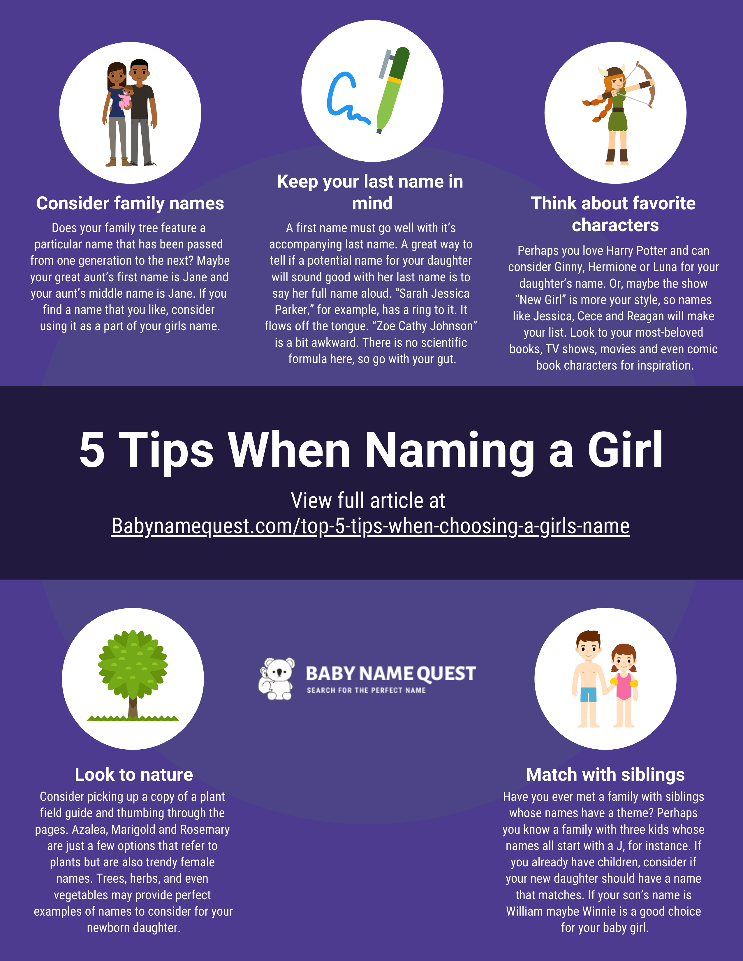 5 Tips When Naming A Girl Infographic