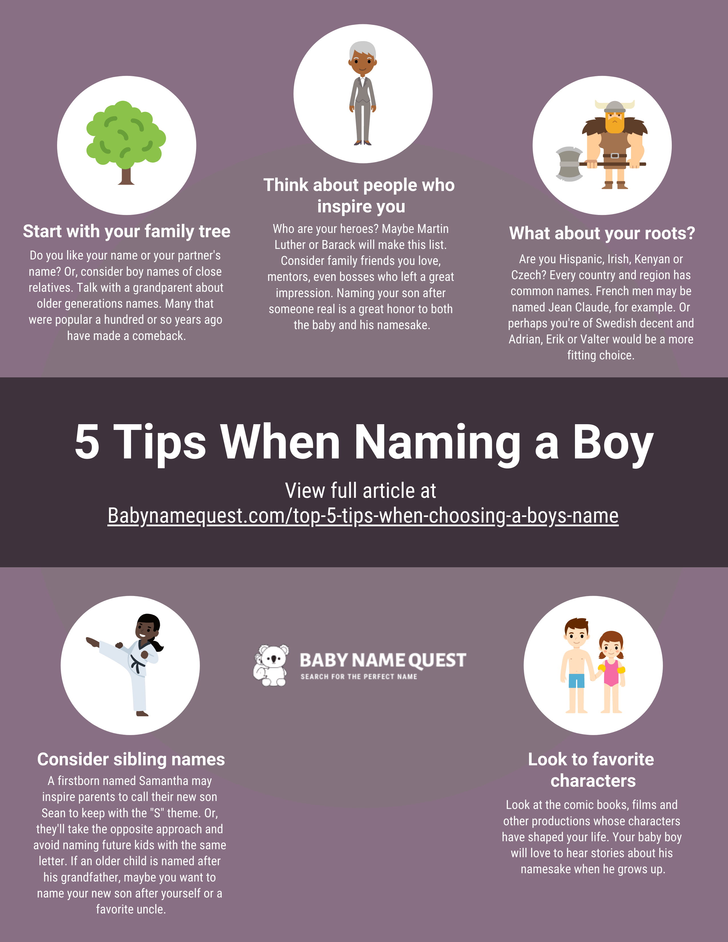 5 Tips For Naming a Boy Infographic
