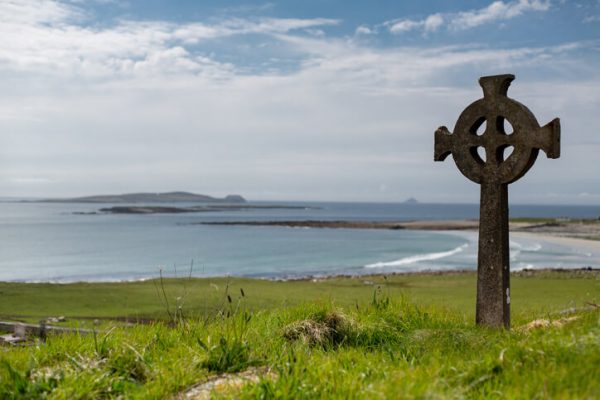 Celtic Cross in the Irish countryside