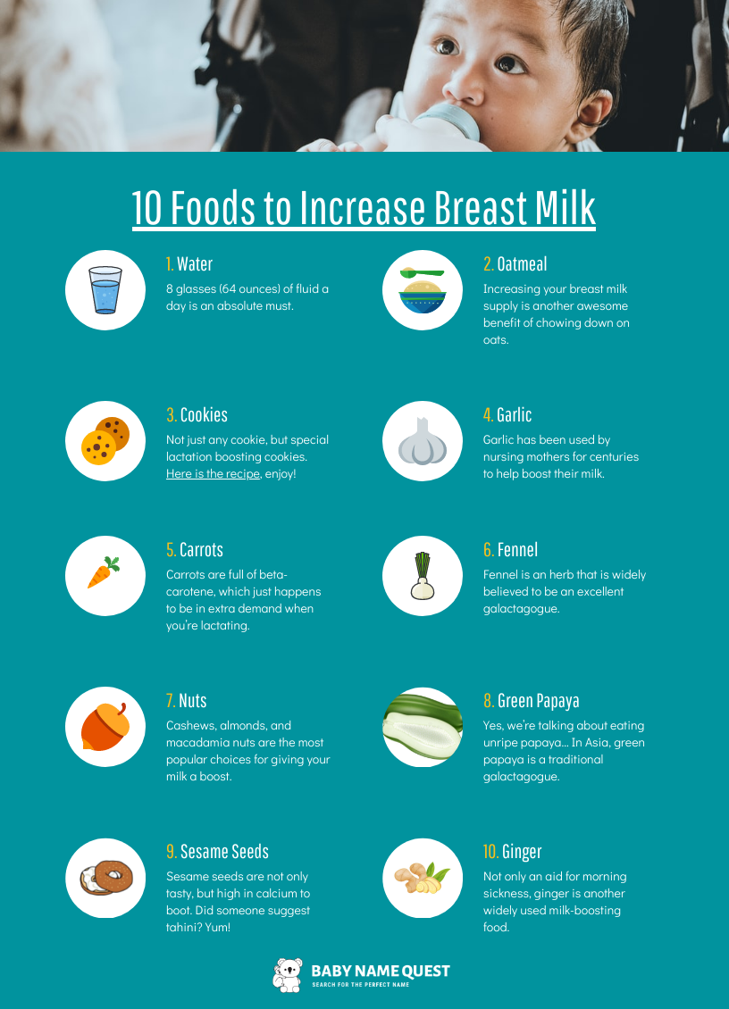 10 foods to increase breast milk infograph